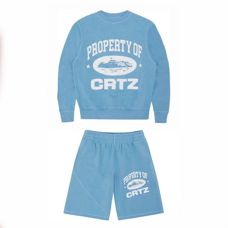 Conjunto Corteiz Shorts Property of CRTZ Azul