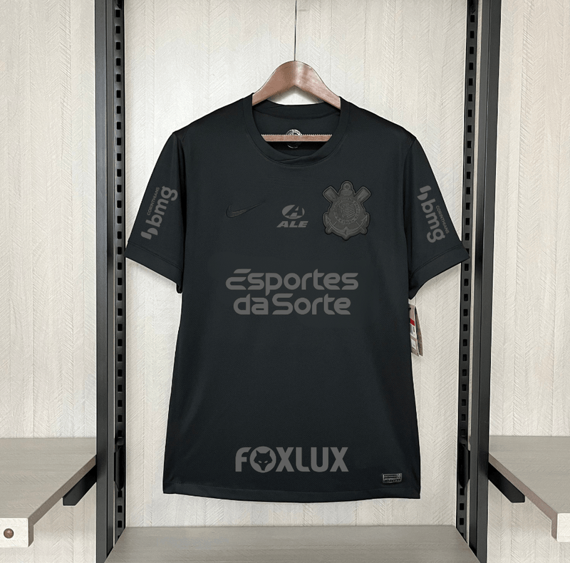 Camisa Nike Corinthians Fora 24/25 - Preta (Com todos patrocinadores)