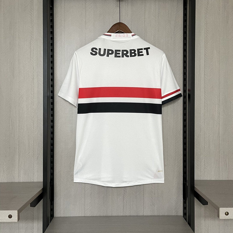 Camisa São Paulo 25/26 Casa New Balance Masculina - Branco+Vermelho