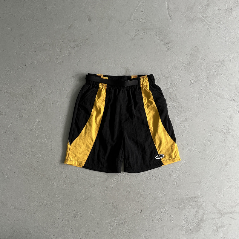 Shorts Corteiz Sun & Rain Preto/Amarelo