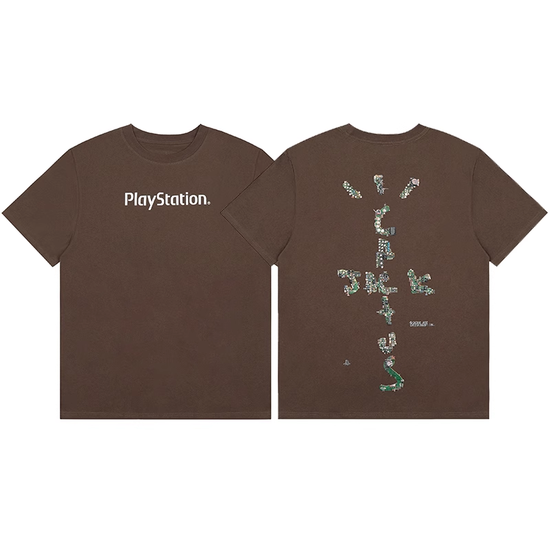 Camiseta Travis Scott Playstation Marrom