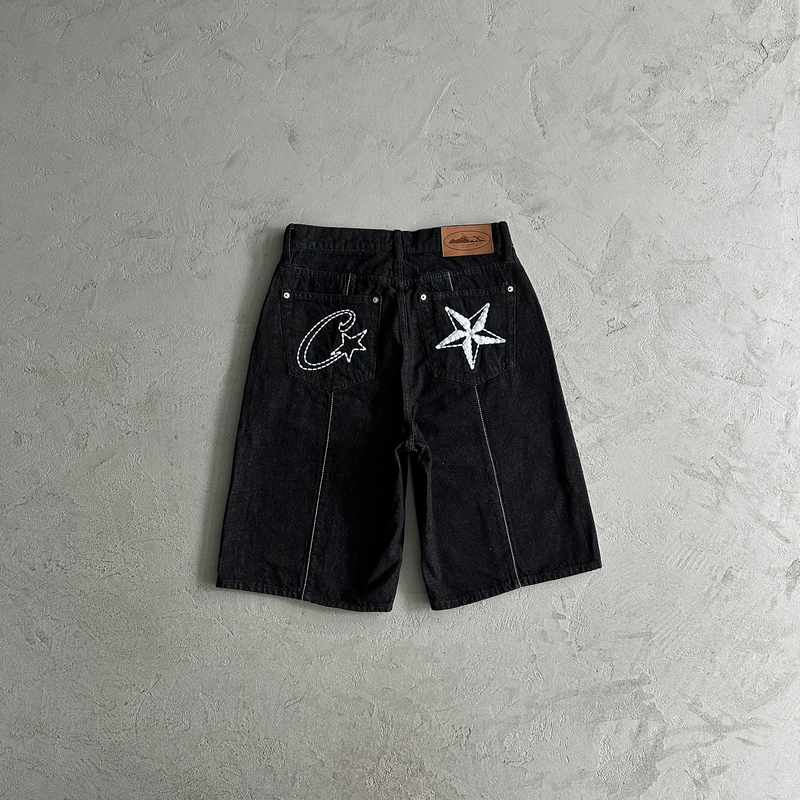 Bermuda Corteiz Denim Jeans Preto