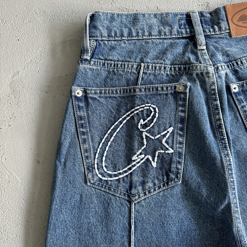Bermuda Corteiz Denim Jeans Azul