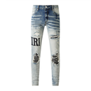 Calça Jeans AMIRI Lettering White Blue