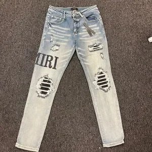 Calça Jeans AMIRI Lettering White Blue
