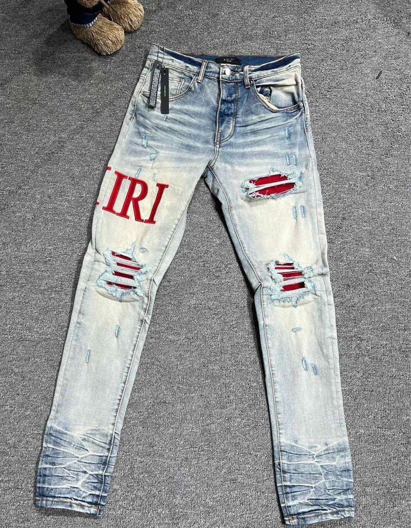 Calça Jeans AMIRI Lettering White Red