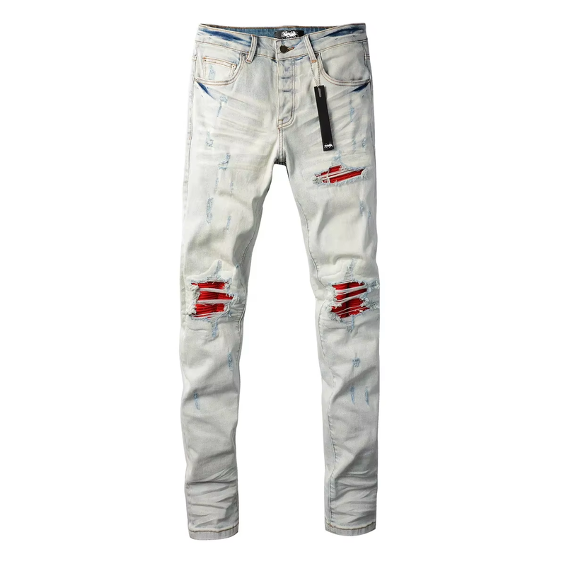 Calça Jeans AMIRI Ultra Suede MX1 White Red